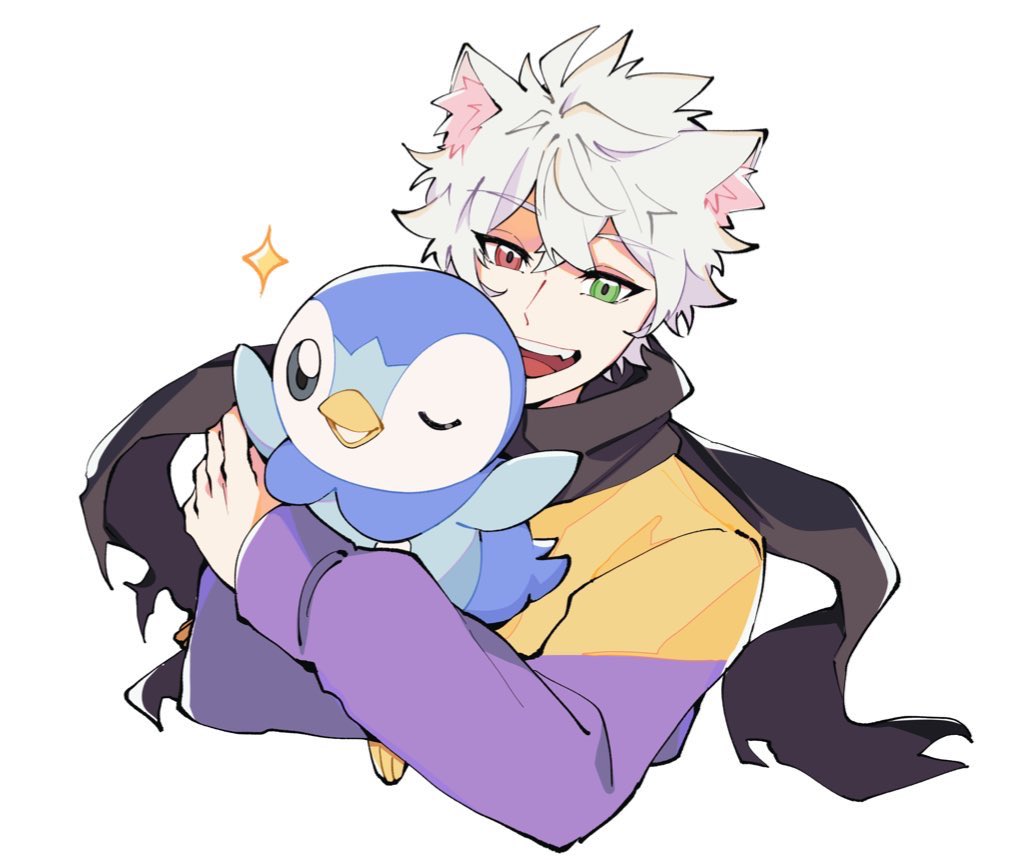 piplup 1boy heterochromia male focus animal ears pokemon (creature) scarf green eyes  illustration images