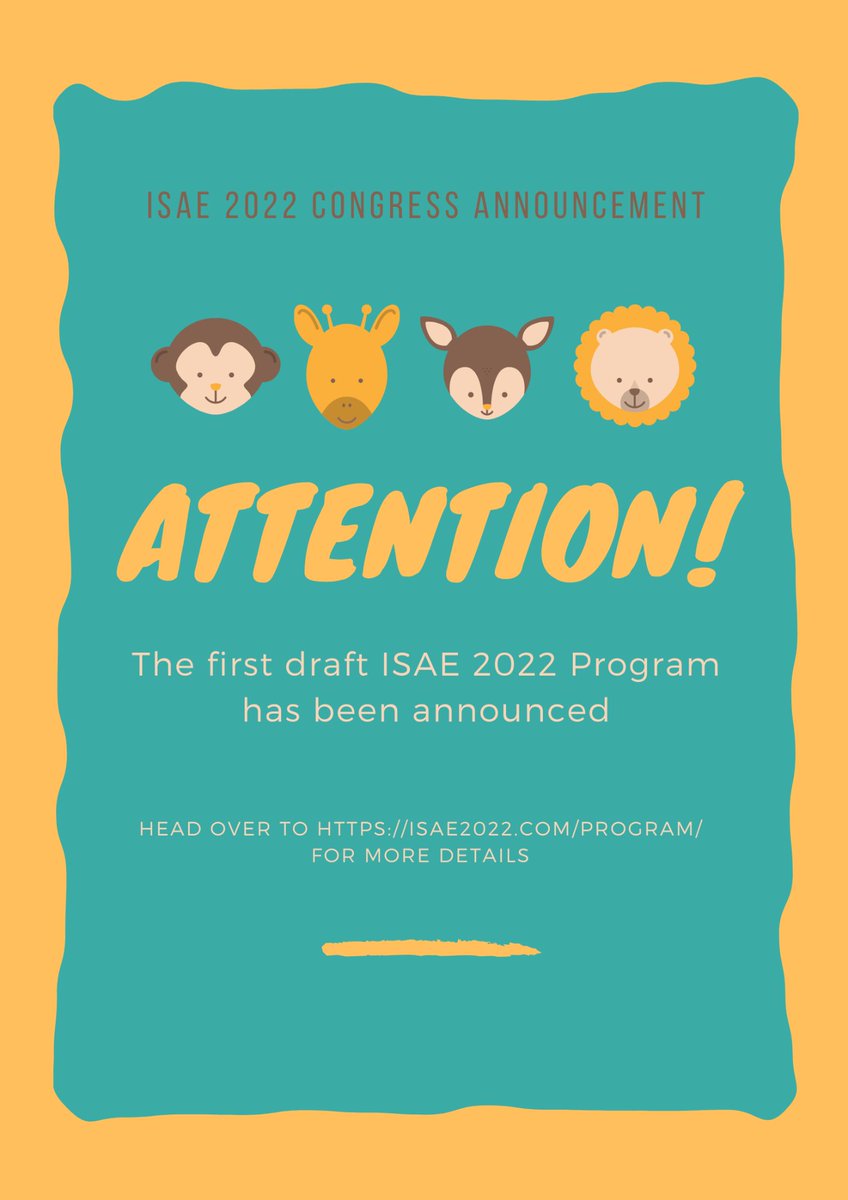 The moment we have all been waiting for. We finally have the first draft for the ISAE 2022 Program!
Head over to isae2022.com/program/ for more details #isae2022