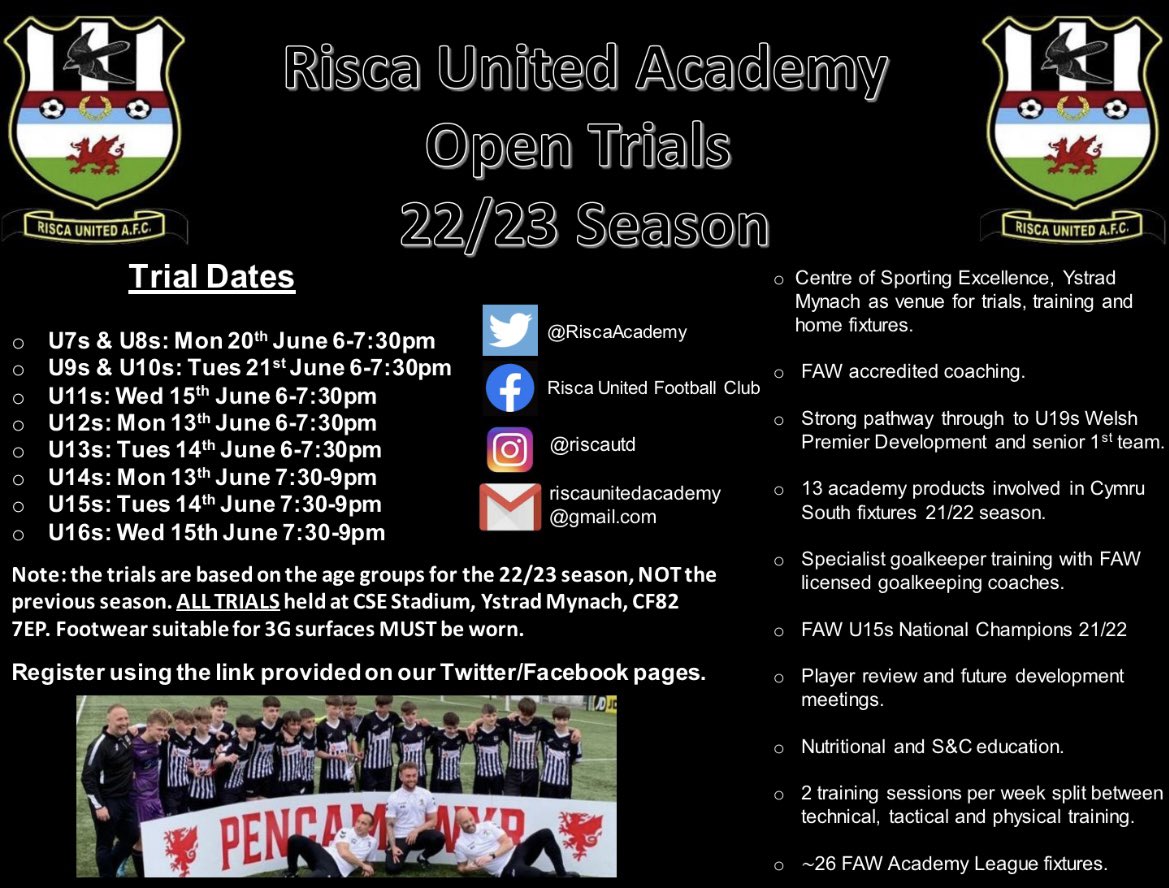 RiscaUtdJuniors's tweet image. Had fantastic engagement so far with over 225 players already registered! If you’re interested you have 1 week left to apply to our OPEN trials⬇️

forms.office.com/Pages/Response…