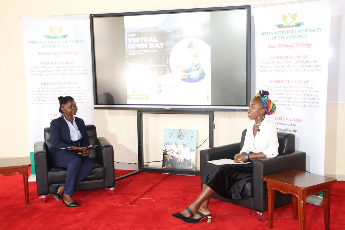 DeKUTkenya's tweet photo. Join us live on DeKUT Channel, Facebook and YouTube and get to know what students have to say about the University.

DeKUT Channel- https://t.co/9aTl56pEpG
Facebook &amp; YouTube- Dedan Kimathi University of Technology

#Careerdevelopment
#DeKUTOpenDay https://t.co/pEsMs0IQjT
