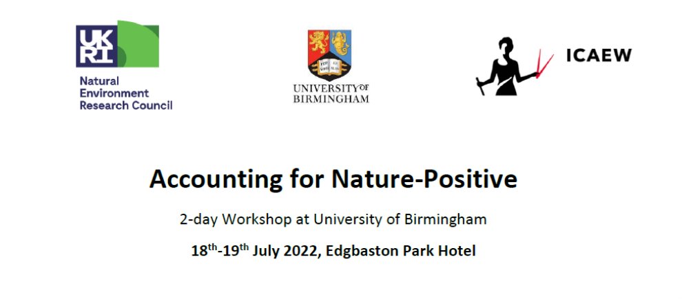 We are holding a two-day academic workshop on “Accounting for Nature-Positive” at <a href="/UoBAccounting/">Department Of Accounting, UoB</a>  on 18-19th July 2022.  The workshop is in-person, with no fee to attend. <a href="/csearUK/">CSEAR UK</a>