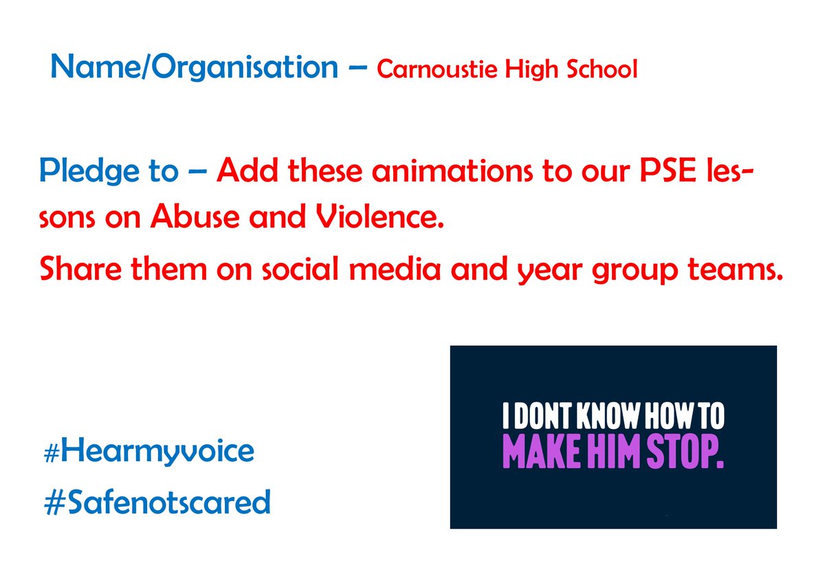 aware30's tweet photo. Day 2 of our #Hearmyvoice campaign!!
Highlighting all our supporters and their pledges to help these animations reach every child and young person in Angus
#Safenotscared https://t.co/aVl6zc0w5y