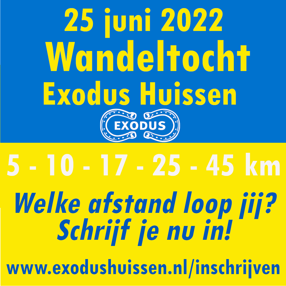 Loop je dit jaar weer met ons mee? 
Op 25 juni wandelen door de prachtige omgeving van Lingewaard en Arnhem.
100% van de opbrengst gaat naar hulp aan de Oekraïne.
Schrijf je nu in en we zien je graag op 25 juni in Huissen!

exodushuissen.nl/inschrijven

 #wandelen #exoduswandeltocht