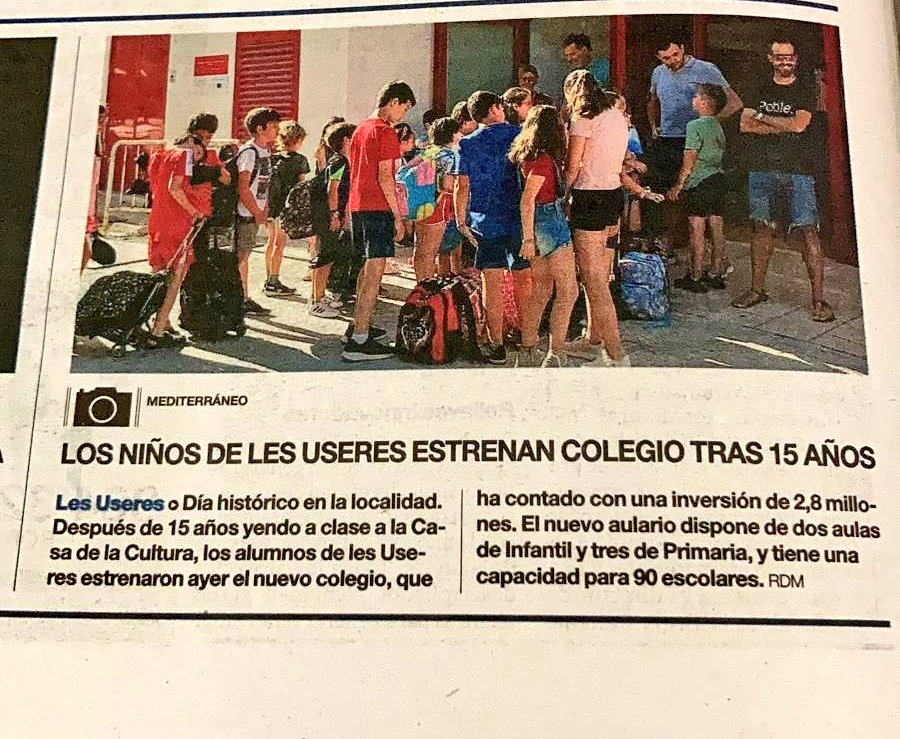 Els xiquets i les xiquetes de #lesUseres han estat 15 anys sense saber què era una escola en condicions: sense tenir pati, ni menjador, ni espais adaptats. L'alegria i la il·lusió que tenien ahir no es pot descriure amb paraules. Hem fet l'escola!