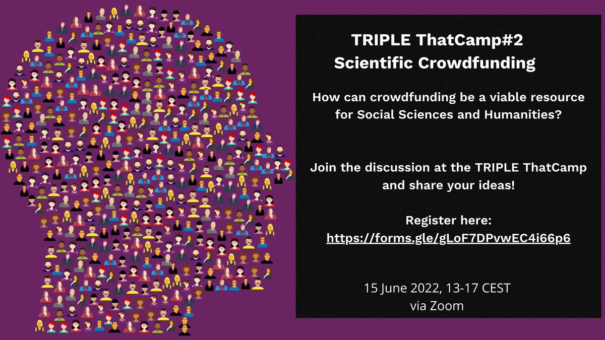 TripleEU's tweet photo. You're passionate about #research funding? You love a spontaneous #brainstorming session? Sign up for the TRIPLE #ThatCamp #2, discuss scientific #crowdfunding, argue for or against it:
https://t.co/d6ZY7WJilB
#discover #collaborate #connect #OpenScience https://t.co/MTzTF2678s