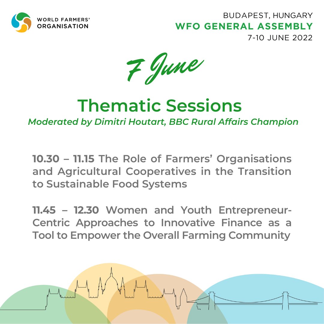 STARTING NOW

The Role of Farmers’ Organisations and Agricultural Cooperatives in the Transition to Sustainable Food Systems 

Join us at: bit.ly/WFO_GA22_LIVE 
 #WFOGA2022 #WFO2022 

<a href="/DimitriHoutart/">Dimitri Houtart</a> <a href="/BBCFoodProg/">The Food Programme</a> 
<a href="/BBCFarmingToday/">Farming Today</a>