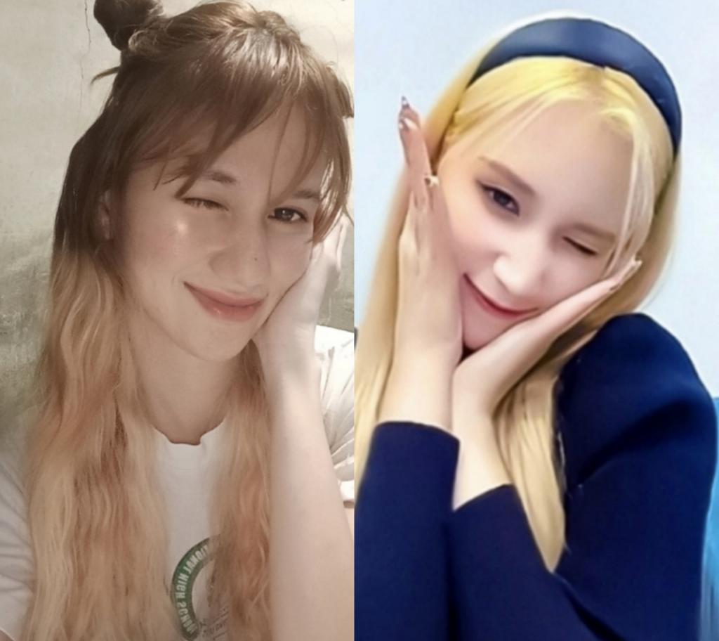 moonlightbeybe's tweet photo. @official_kep1er Hiyyih ! People say that we could almost pass as sisters what do you think? Can we be virtual sisters? 😭✨💜 https://t.co/1L490gx70d
