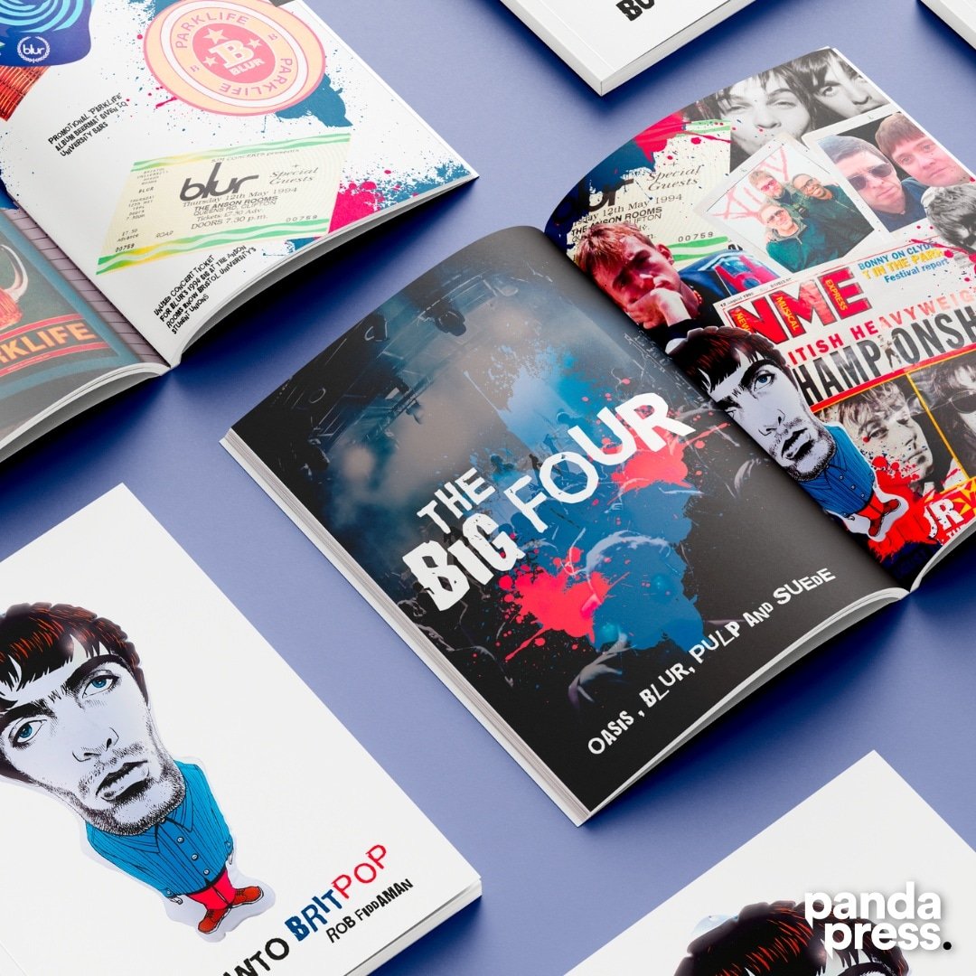 PandaPressStone's tweet photo. Good design makes a product understandable π¬π§
--
A throwback to one of our favourites! Buying into Britpop by @rob_fiddaman π§
#pandadifference #pandapress #panda #design #designandprint #print #supportlocalbusiness #businesscards #bookdesign https://t.co/y7f6NyhMkQ