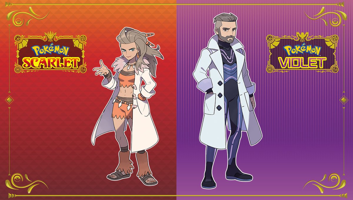 RSA now finally on BlueSky! on X: Pokémon Scarlet and Pokémon Violet  character artwork and screenshot of Professor Sada and Professor Turo. # Pokemon #ScarletViolet  / X