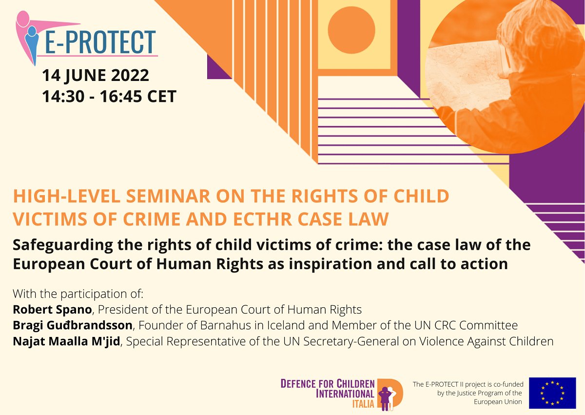 SAVE THE DATE 
📆 Tuesday, 14 June 2022
⏰14:30 – 16:45 (CET)

You can register and learn more here bit.ly/3NvevZ6

#E_PROTECT #internationalseminar #childrenrights #humanrights