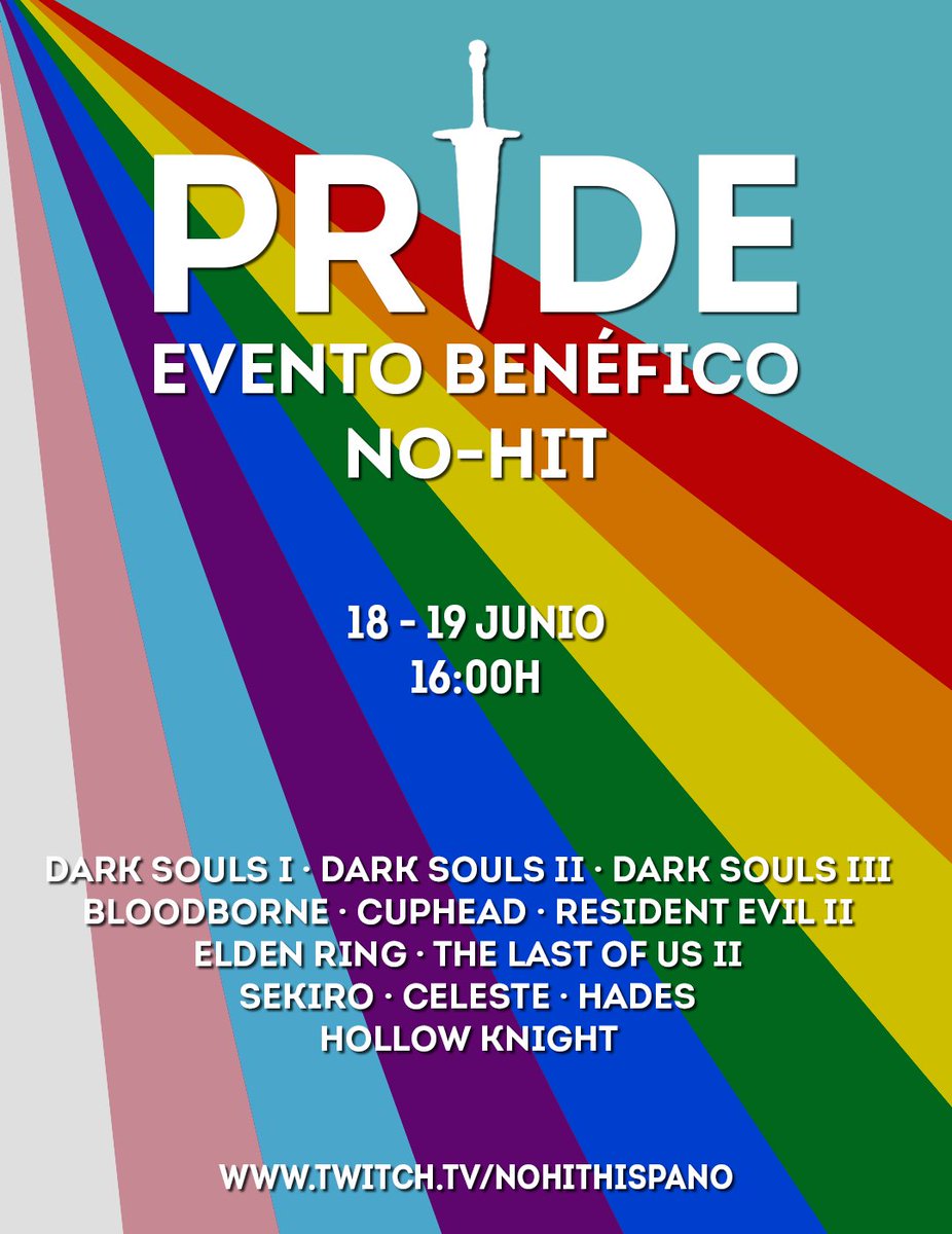 NoHitHispano's tweet photo. ¡Nos complace anunciar, desde No-Hit Hispano, el evento benéfico del mes del Orgullo!
¡Durante los días 18 y 19 de Junio tendremos a runners de la comunidad haciendo Showmatches para recaudar fondos!
A modo de hilo os vamos a comentar los runners y casters del evento🧵 https://t.co/ouO4FrHkHq