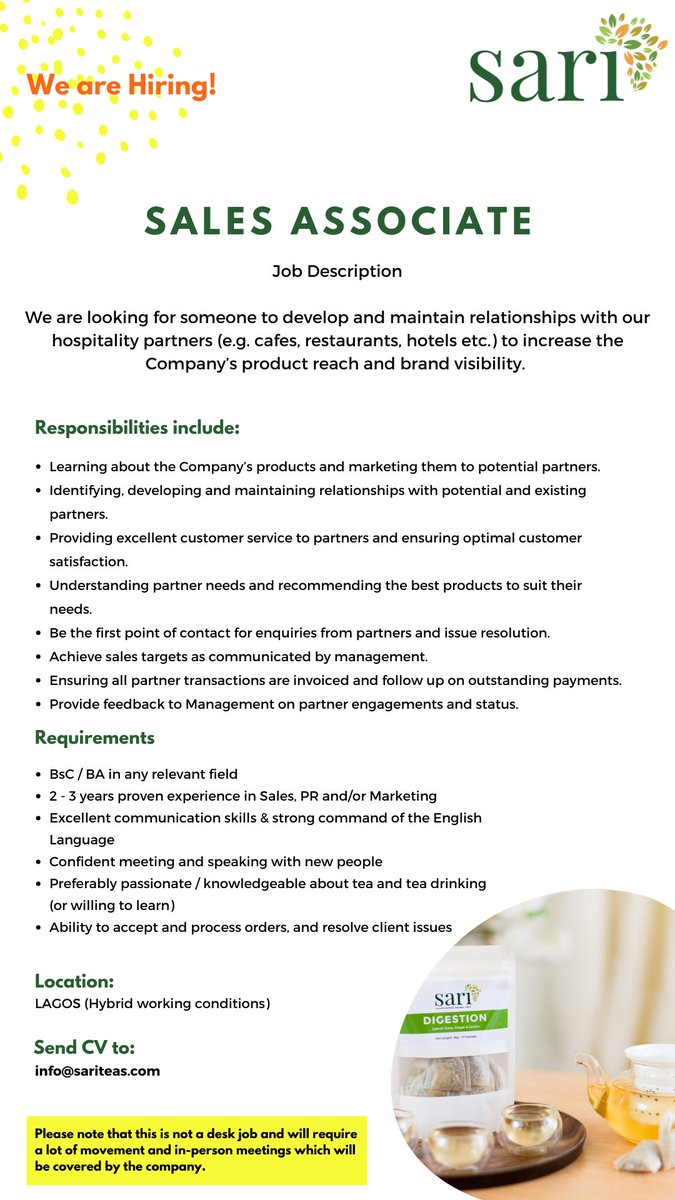 sari_teas's tweet photo. We’re Hiring! Please RT https://t.co/kBG32pRFzW
