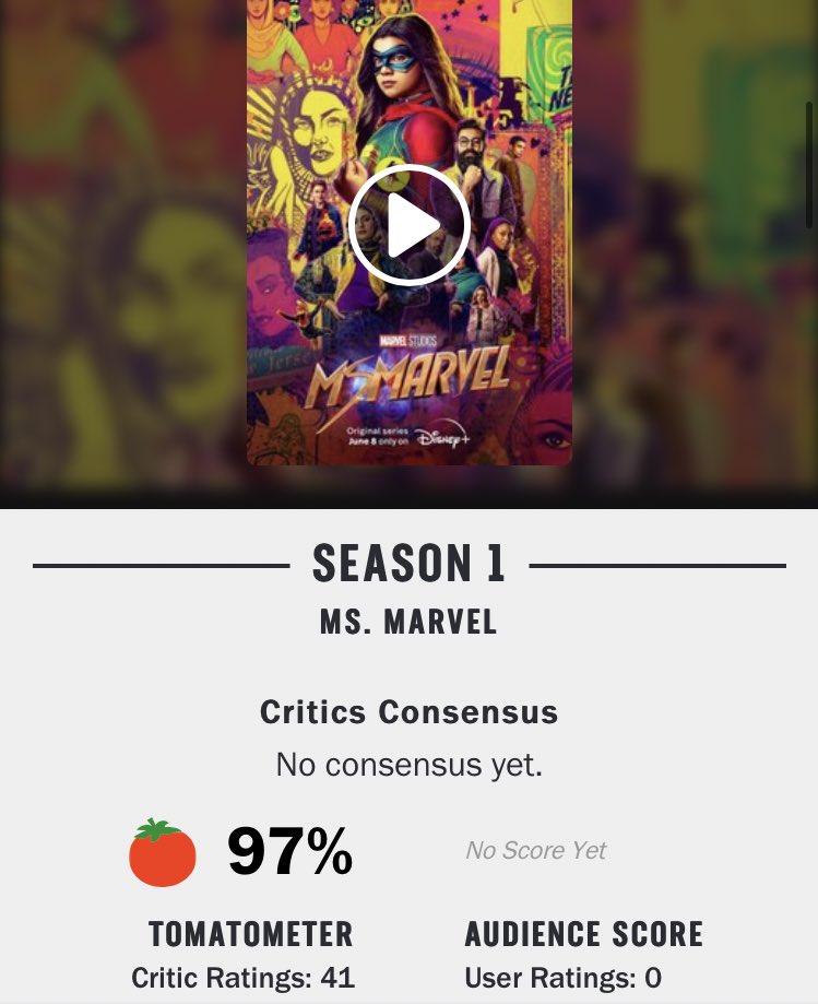 Ms. Marvel News on Twitter "Ms. Marvel is now Certified Fresh on