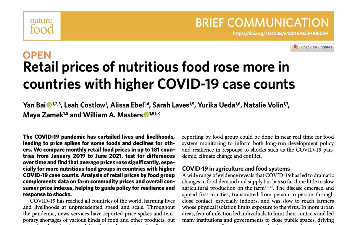 In the @NatureFoodJnl a new study discusses #FoodPricesForNutrition. View the paper peer-reviewed by @saskiadepee: rdcu.be/cNU83