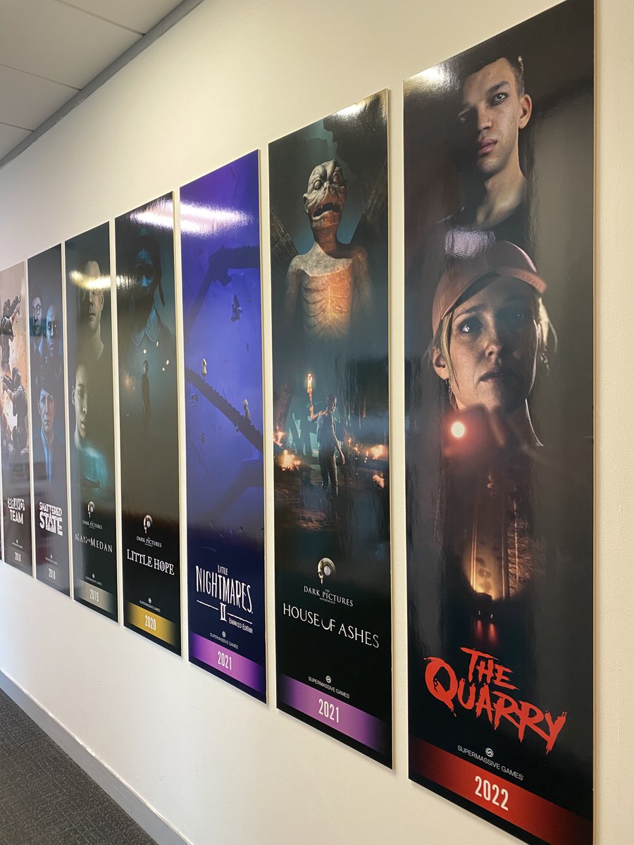 Supermassive Games hallway decorated with their game posters