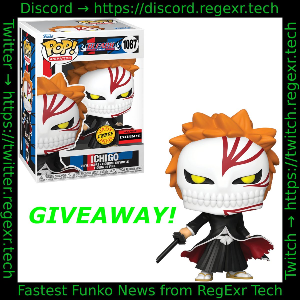 RT, Comment, and Follow <a href="/FunkoShopAlert/">Funko Shop Alert by RegExr Tech</a> to enter to win an AAA Exclusive Ichigo Chase #FunkoPop, courtesy of <a href="/Balyot_com/">Balyot</a>!

Winner will be chosen on June 20th. Good luck!

#Bleach #Funko #FunkoPops #Anime #Giveaway