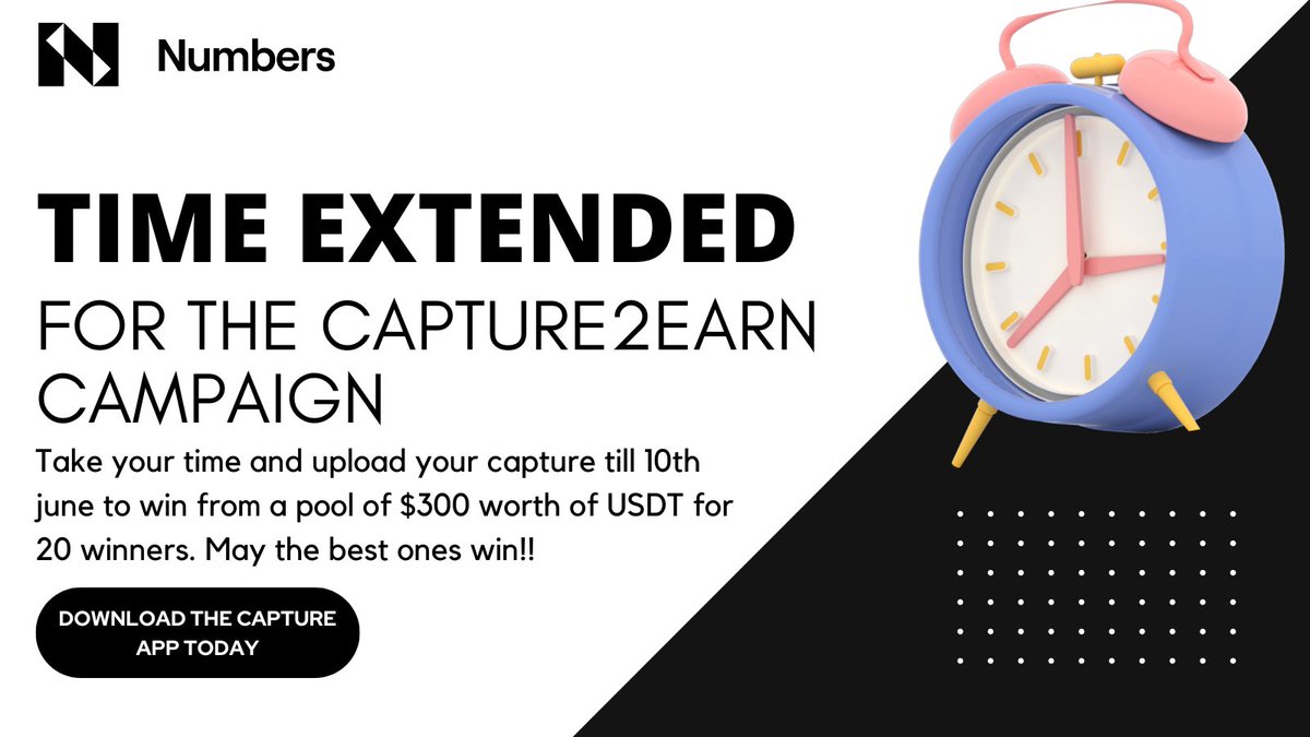 crypticRizu's tweet photo. Didn't find the time to take part in the #capture2earn campaign??
No worries, Numbers Protocol has extended the time till 10th june✨

Take a photo of the beautiful spring around you and upload it to the Capture App to earn from a pool of $300 worth of USDT✨

HAPPY CAPTURING! https://t.co/5DYPt7xMiH