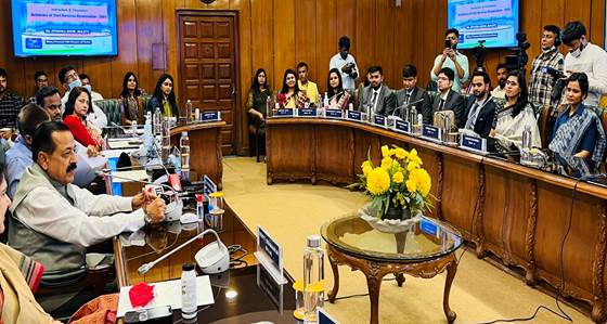 PIB_India's tweet photo. Union Minister @DrJitendraSingh interacts and felicitates the first 20 All India Toppers of IAS/ Civil Services Exam 2021 at Department of Personnel &amp; Training, North Block. 
The result of the exam was declared on the 30th of May.

Read here: https://t.co/gQRy2mM97P https://t.co/Ngsf63M9b9
