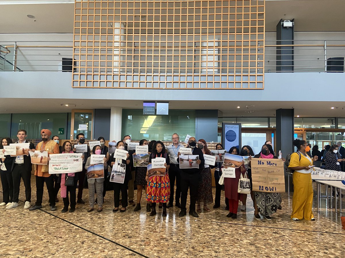 ukycc's tweet photo. No more blah, blah, blah! #LossAndDamage finance now! 

UKYCC joining an action demanding that Loss and Damage be added to the agenda at #BonnClimateConference ✊

#WorldWeWant #SB56 https://t.co/hq9b3L4Fq8
