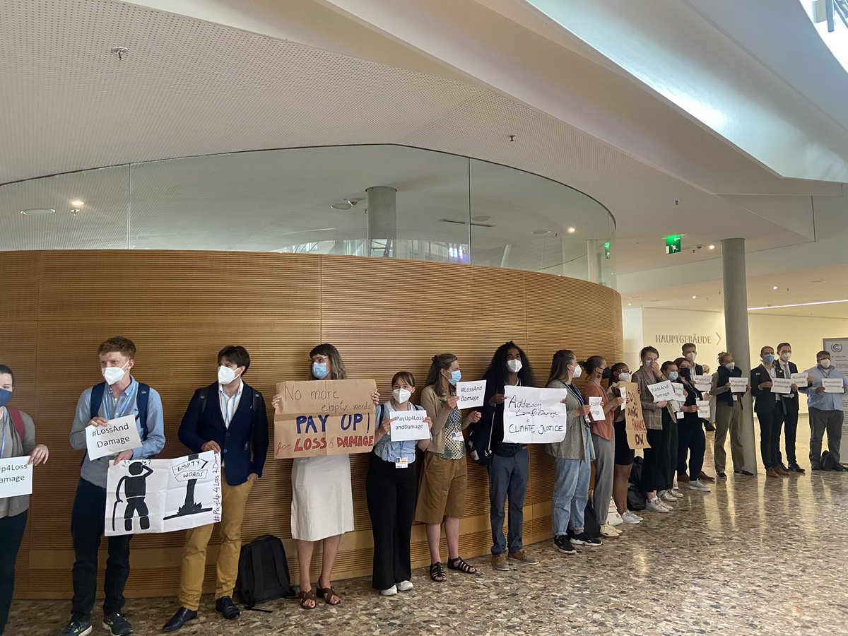 ukycc's tweet photo. No more blah, blah, blah! #LossAndDamage finance now! 

UKYCC joining an action demanding that Loss and Damage be added to the agenda at #BonnClimateConference ✊

#WorldWeWant #SB56 https://t.co/hq9b3L4Fq8