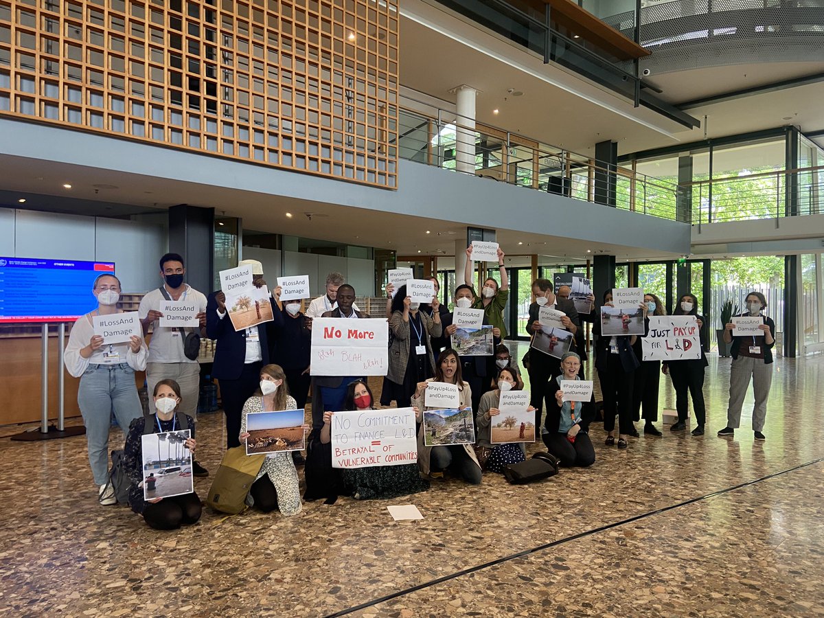ukycc's tweet photo. No more blah, blah, blah! #LossAndDamage finance now! 

UKYCC joining an action demanding that Loss and Damage be added to the agenda at #BonnClimateConference ✊

#WorldWeWant #SB56 https://t.co/hq9b3L4Fq8