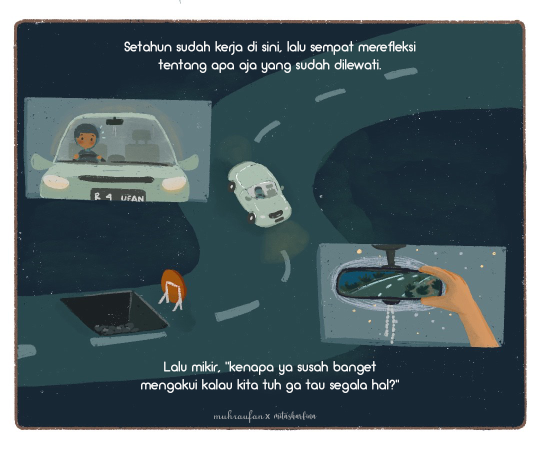 muhraufan's tweet photo. Setahun sudah kerja disini, lalu sempet refleksi tentang apa aja yg udh di lewati, apa aja pelajaran yg di dpt, apa aja yg hrs di improve lg.

Terus mikir, kenapa berkata "aku tidak tahu" terkadang sulit?

Berkolaborasi dengan @mitasharfina 🌻

(1/6) 🧵👇🏻 https://t.co/9x373JZHdQ