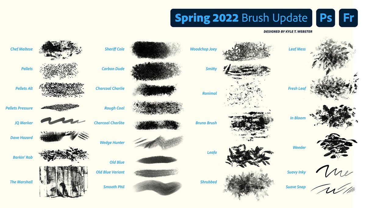 kyletwebster's tweet photo. Reminder that the Spring 2022 brush set is live worldwide. You can get it here: https://t.co/cRtjNTOgUA https://t.co/VsjHGBqZhj