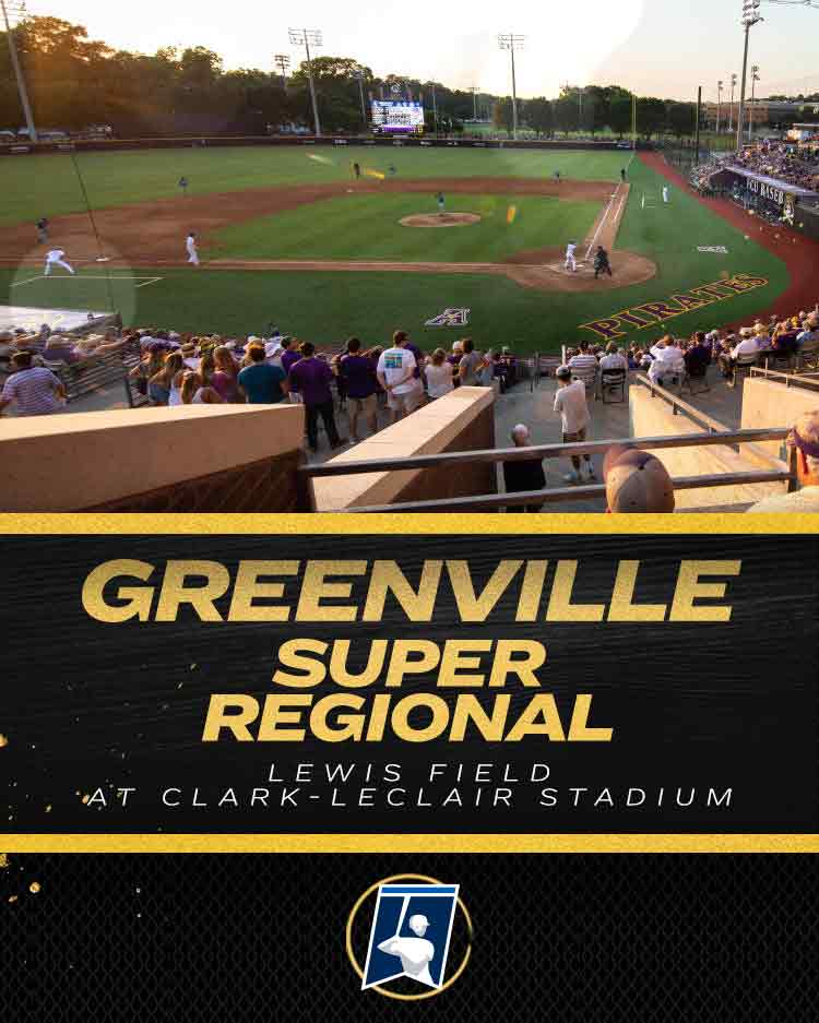 Greenville Super Regional
(9) <a href="/TexasBaseball/">Texas Baseball</a> 🆚 (8) <a href="/ECUBaseball/">ECU Baseball</a>
📆 Friday, June 10
⏰ NOON ET
📺 ESPN2

📆 Saturday, June 11
⏰ NOON ET
📺 ESPN2

📆 Sunday, June 12 (if necessary)
⏰ TBD
📺 TBD

#RoadToOmaha