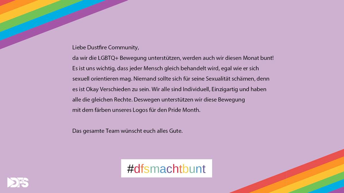 dustfirestudios's tweet photo. Happy Pride Month / Pride Day! #dfsmachtbunt #PrideMonth #pridemonth2022 #Pride #Pride2022 https://t.co/TYNuHwReAi