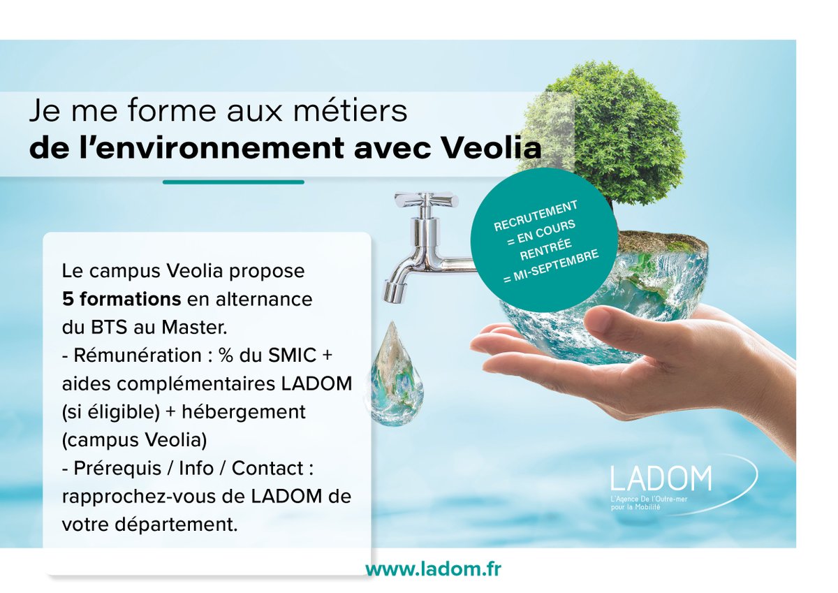 LadomOfficiel's tweet photo. @LadomOfficiel propose dans le cadre d’une mobilité et en alternance des formations aux métiers de l’environnement avec @Veolia – démarrage septembre – se renseigner rapidement https://t.co/y9Z2aPhRRQ https://t.co/vFktXt3xYZ