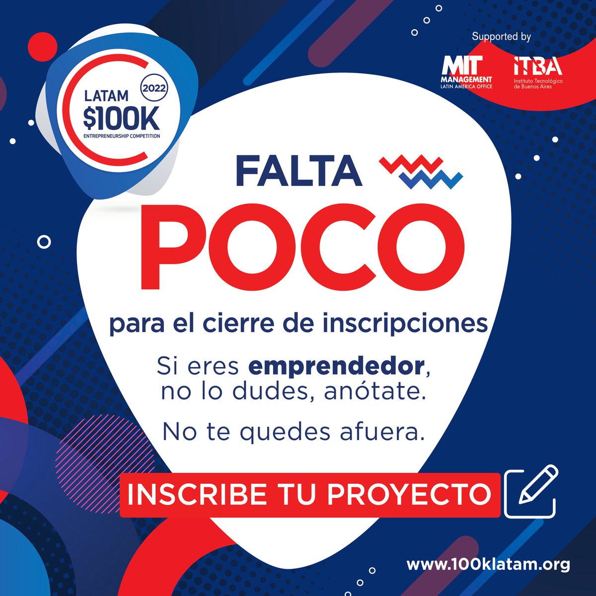 aceleralitoral's tweet image. ÚLTIMOS DÍAS #100kLATAM

Todavía estás a tiempo de participar de la edición 2022 del concurso @Latam100 

Podes anotarte en la categoría que mejor se adecue al momento de tu proyecto

Tenés hasta el 10 de junio

Inscribite ahora en este link 
…latam2022.app.gradus-softwares.com.br/#/login