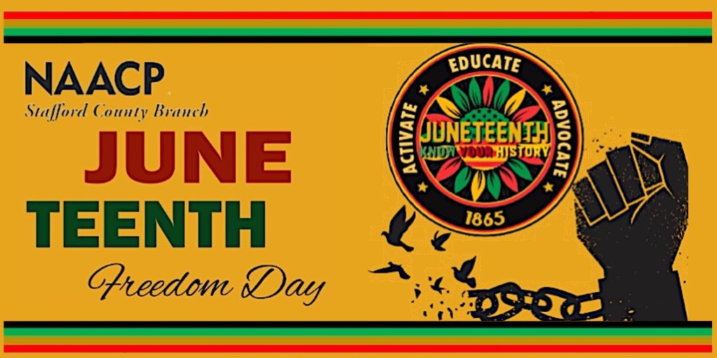 SCPSchools's tweet photo. Join the Stafford NAACP for a Juneteenth celebration on 6/18 at Colonial Forge HS. Area talent, to include student work, will be on display from 11 am - 3 pm.
Attendance is free, registration recommended. For details visit https://t.co/3jkzX8tKW6.
#SCPSCommunity https://t.co/xPlSvoxY3P