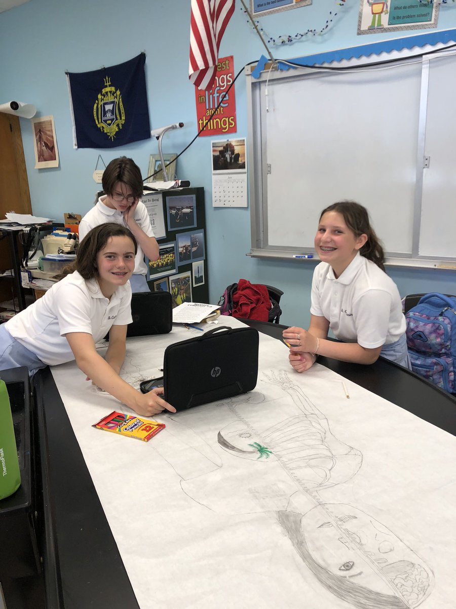 7th grade working hard on their life-size human body posters <a href="/SCSprincipal/">St. Catharine School</a> <a href="/scspta/">SCS PTA</a> <a href="/StCathStMarg/">St. Catharine Church</a>