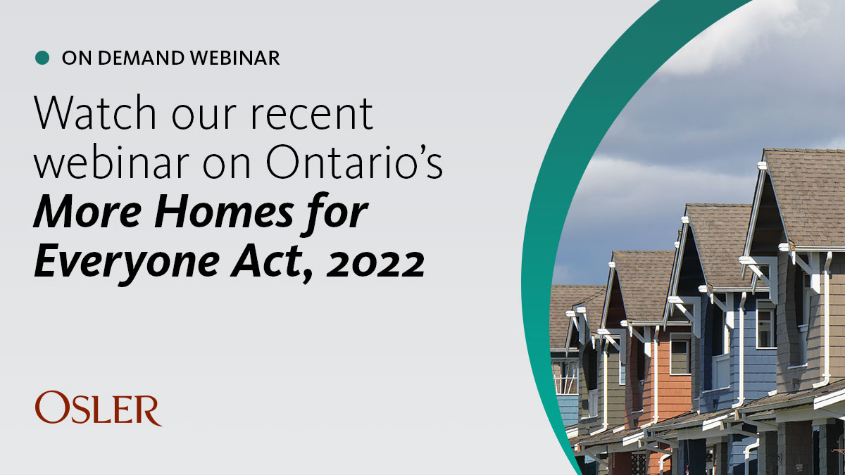 Osler_Law's tweet photo. Ontario aims to tackle housing affordability by making several changes to the planning process. What effect might the More Homes for Everyone Act, 2022 have on housing supply and development in the province? https://t.co/qgDHivlbwe https://t.co/2sl4Q7g9zM