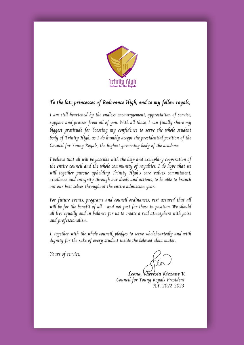 ͏

͏

͏               TRINITY.⠀ HIGH.⠀
               The President-Elect.
͏

͏

͏