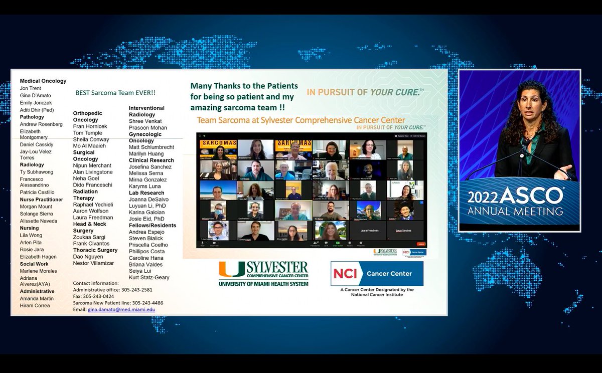 Amazing recap of #ASCO2022 #sarcoma highlights by @GinaDAmatoMD1 @SylvesterCancer, so proud to work with such an awesome team @JTrentMDPhD @AndreaEspejoMD @PriscilaBCMD @AditiDhirMD @UMiamiHealth