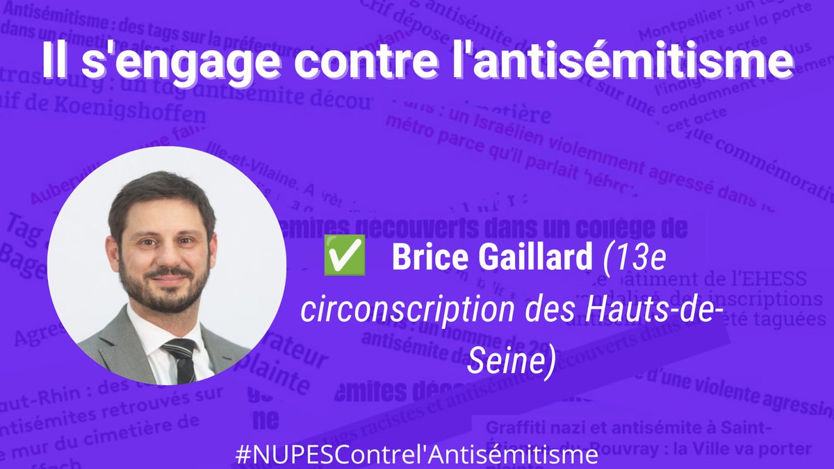 Habitant·e de la 13e circonscription des Hauts-de-Seine (Antony - Sceaux - Bourg la Reine...) ? Votre candidat #NUPES @BGaillard2022 s'engage contre l'Antisémitisme ! #legislatives2022