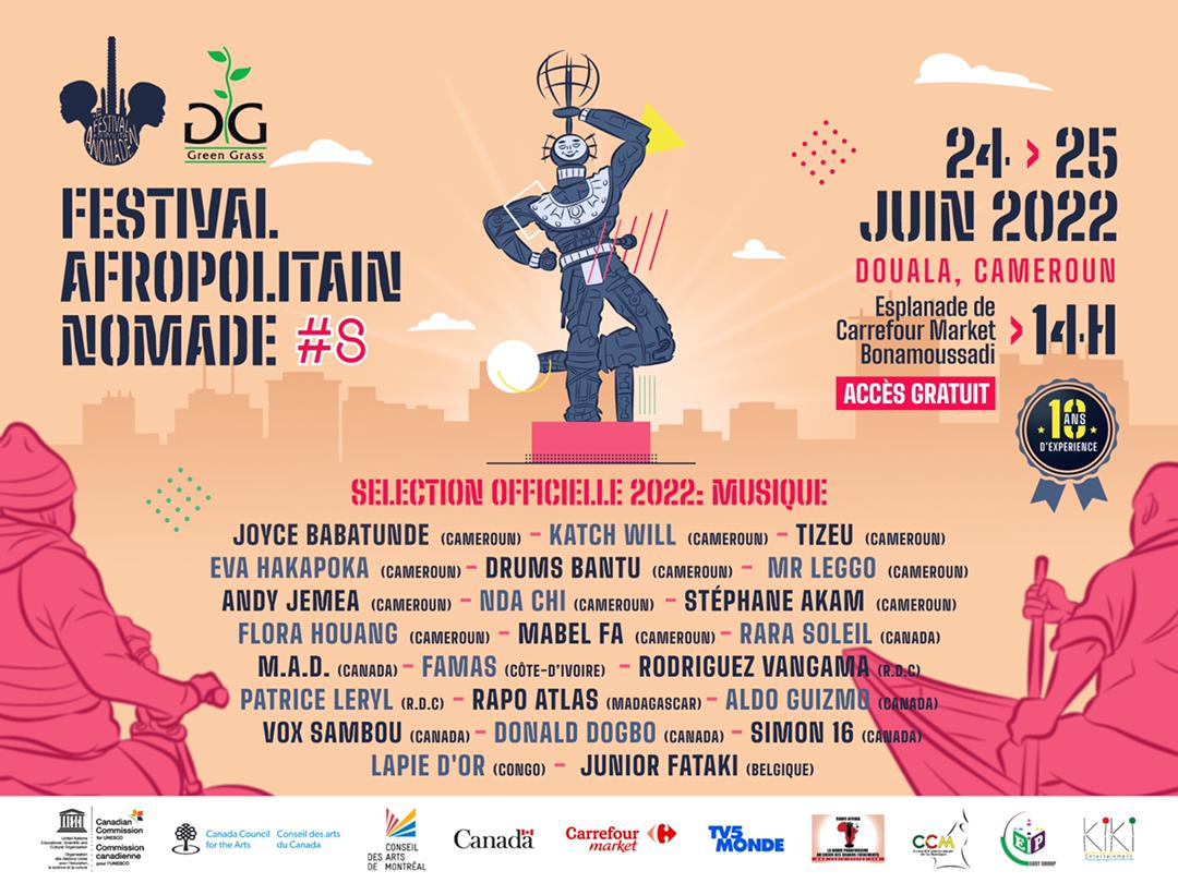 Reporter4Music's tweet photo. Le Festival #Afropolitain #Nomade à #Douala du 24 au 25 Juin 2022 🌍🇨🇲 @GroupeCarrefour Market, en accès gratuit. La sélection officielle est connue ! @veeby1 @MABELFA @JoyceBabatunde @ndachi237 @AndyJemeaVille @TizeuOfficiel @FloraHouang @KatchWill @Conseilartscan https://t.co/g47oq9e25G