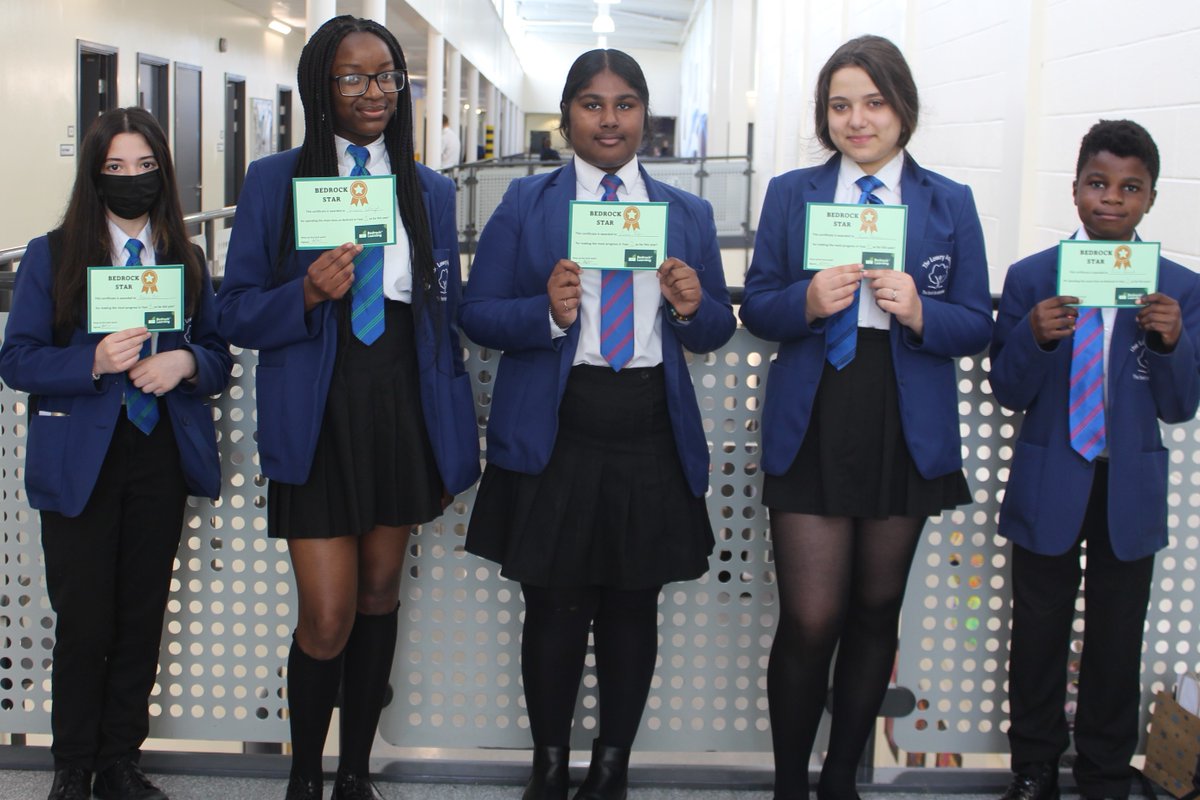 AcademyLowry's tweet photo. Congratulations to our Bedrock Stars! Prince, Adedamola and Giovanna were rewarded for having spent the most time @Bedr0ckLearning this year ⭐Seanna, Erica and Natalia were rewarded for having made the most progress this year ⭐ Well done everyone 👏 https://t.co/uSfgvEBlcz