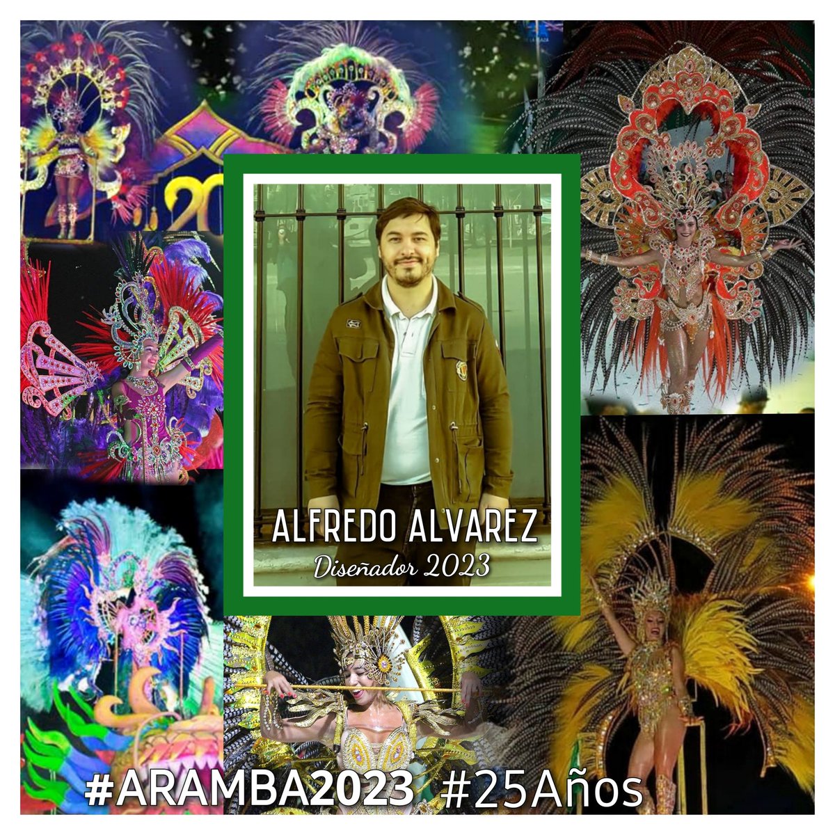 ComparsaAramba's tweet photo. Por 5° año, tendremos el honor de contar con Alfredo Alvarez el diseño de trajes tanto para #ARAMBA como para #Arambacito. Ya nos encontramos trabajando en cada detalle, para que la verde y blanca en sus #25Años nos vuelva a encontrar celebrando en el Corsódromo.💚🤍 👑 https://t.co/sVREn7piOG