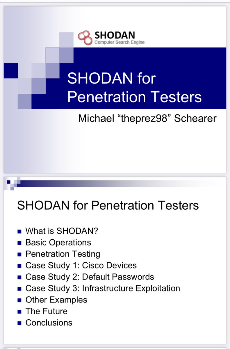📍 SHODAN for Penetration Testers 

📚 eBook 79 pages

🔗 defcon.org/images/defcon-…

#CyberSecurity