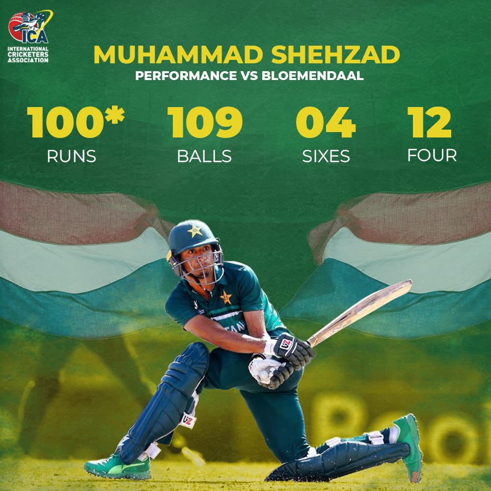ICAssociation's tweet photo. The young batting Superstar from 🇵🇰 Muhammad Shahzad smashed a brilliant 💯 against Bloemendaal 🔥

He struck 12 fours and 4 sixes in the proceedings 💥

#TeamICA #Netherlands #CricketTwitter @immshehzad27 https://t.co/G5PbJumww7