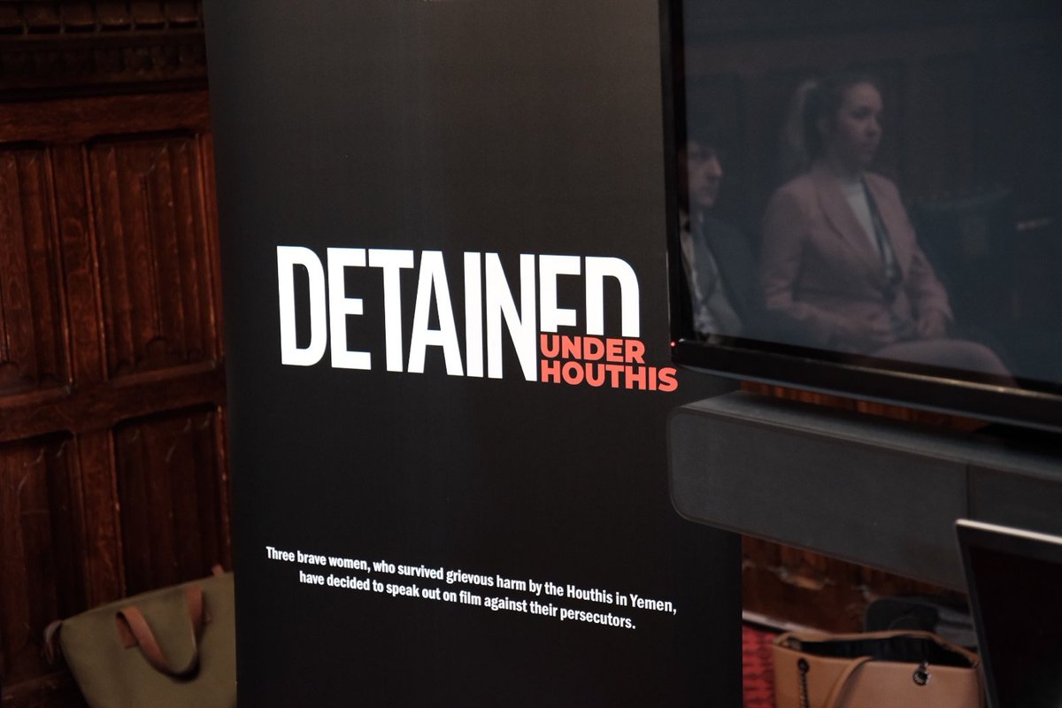 We attended the UK premiere screening of “Detained Under Houthis” at the Houses of Parliament. 
Support shown in highlighting the plight of women in Yemen who are continuing to be targeted in this forgotten conflict 
Film: youtube.com/watch?v=eze1og…
#womeninwar #Yemen
