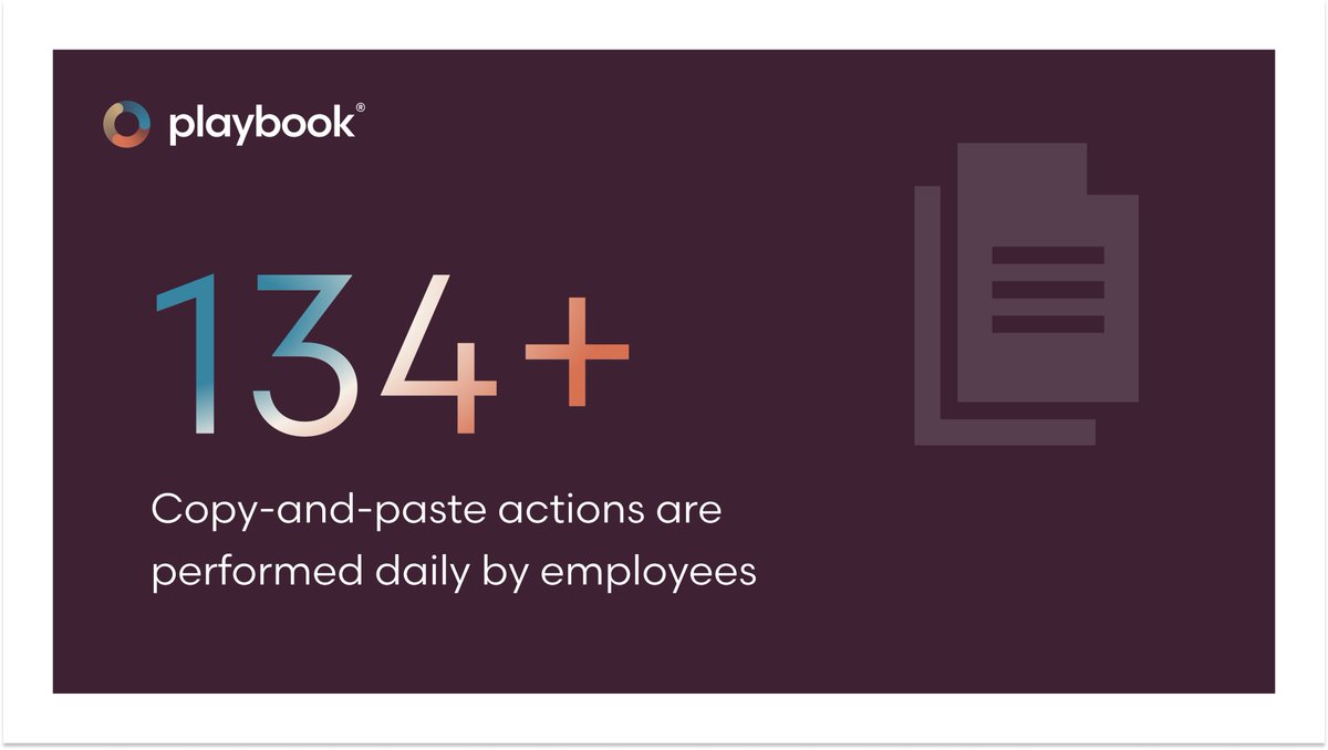PlaybookOS's tweet photo. "App-happy" workplaces see employees perform more than 134+ copy-and-paste actions each day – highlighting the number of applications required to complete a task, yet don't speak to each other.

#playbookOS #multiapplication #compound #newworldofwork #digitalworkforce #saas https://t.co/HyOH8JBura