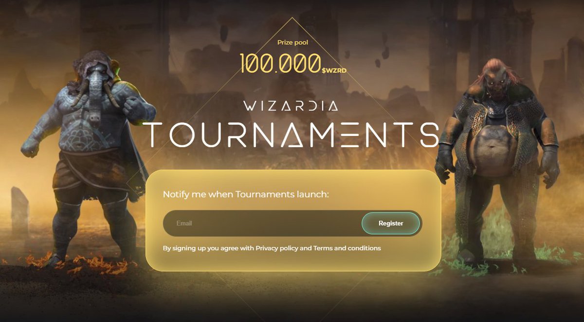 ⚔️ TOURNAMENTS LAUNCH SOON ⚔️
Subscribe to not miss it 👉 wizardia.co/tournaments-pa… You’ll need 3 #NFTs to battle, so make sure to secure your 3 favorite Wizards at the best price NOW before Tournaments start 🤫 Rare S is already sold out! Get NFTs here 🔥👉 wizardia.co/wzrd-to-battle