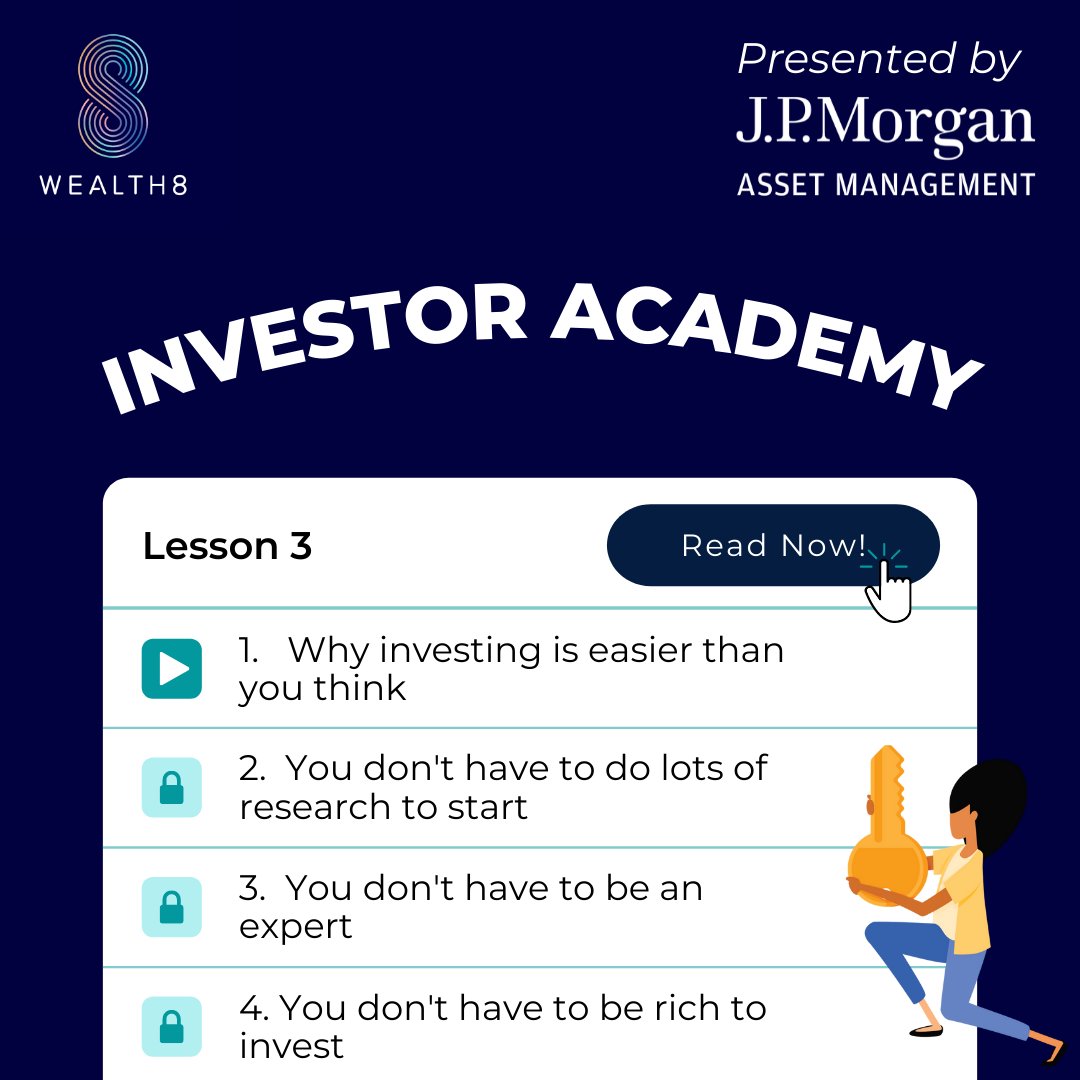 The belief that investing is difficult means people still rely far too heavily on cash savings for their long-term finances. Head to the blog for Lesson 3 - reasons why investing is much easier thank you think! #Wealth8 #Wealth8Academy #investing #financialsecurity