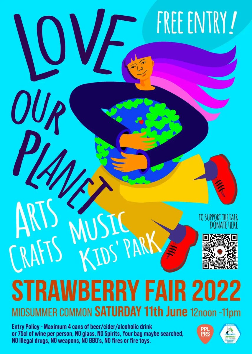 LoveCambridge_'s tweet photo. Will you be heading down to @strawberry_fair on Midsummer Common this Saturday? 🍓 Running from 12noon - 11pm the theme this year is Love Our Planet, there will be music, arts, crafts and a kids' park to enjoy, all for FREE! 🌞 https://t.co/5JypsvhYrW