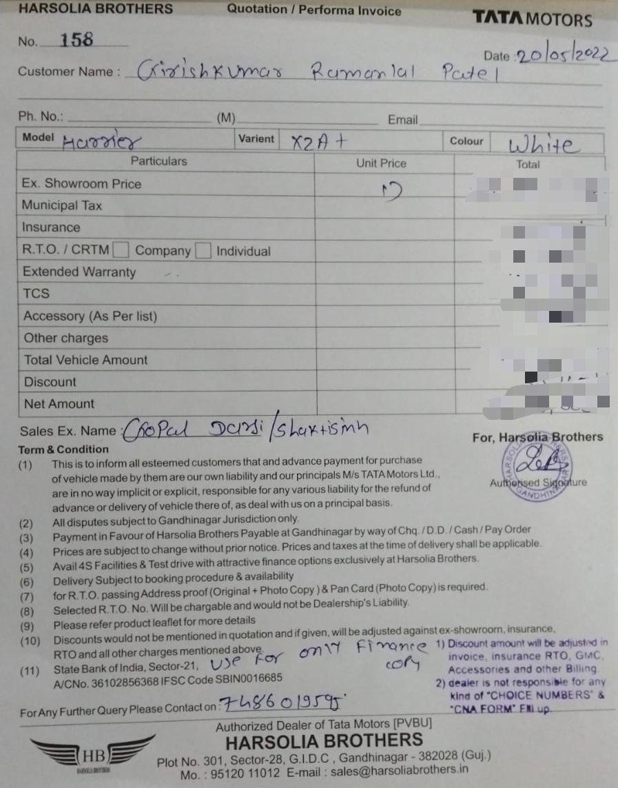 pprince4399's tweet photo. I booked a Tata Harrier xza plus model car it's been a month today but the delivery of the car is no response . I would like to inform you the delivery from Tata Motors is very late . I am not satisfy . I have sent you my booking details. I hope you get it done as soon as possibl https://t.co/V5bl7Vck7T