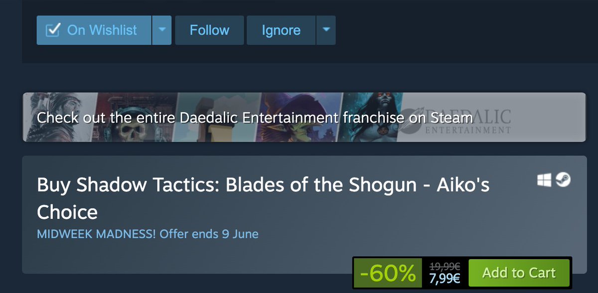 soiramk's tweet photo. @MimimiProd want to purchase #ShadowTactics and I have the question what's the difference between "Blades of the Shogun" which is not supported in my macOS and "Aiko's Choice" that @Steam doesn't warn me about. https://t.co/tHVKUOPOm0