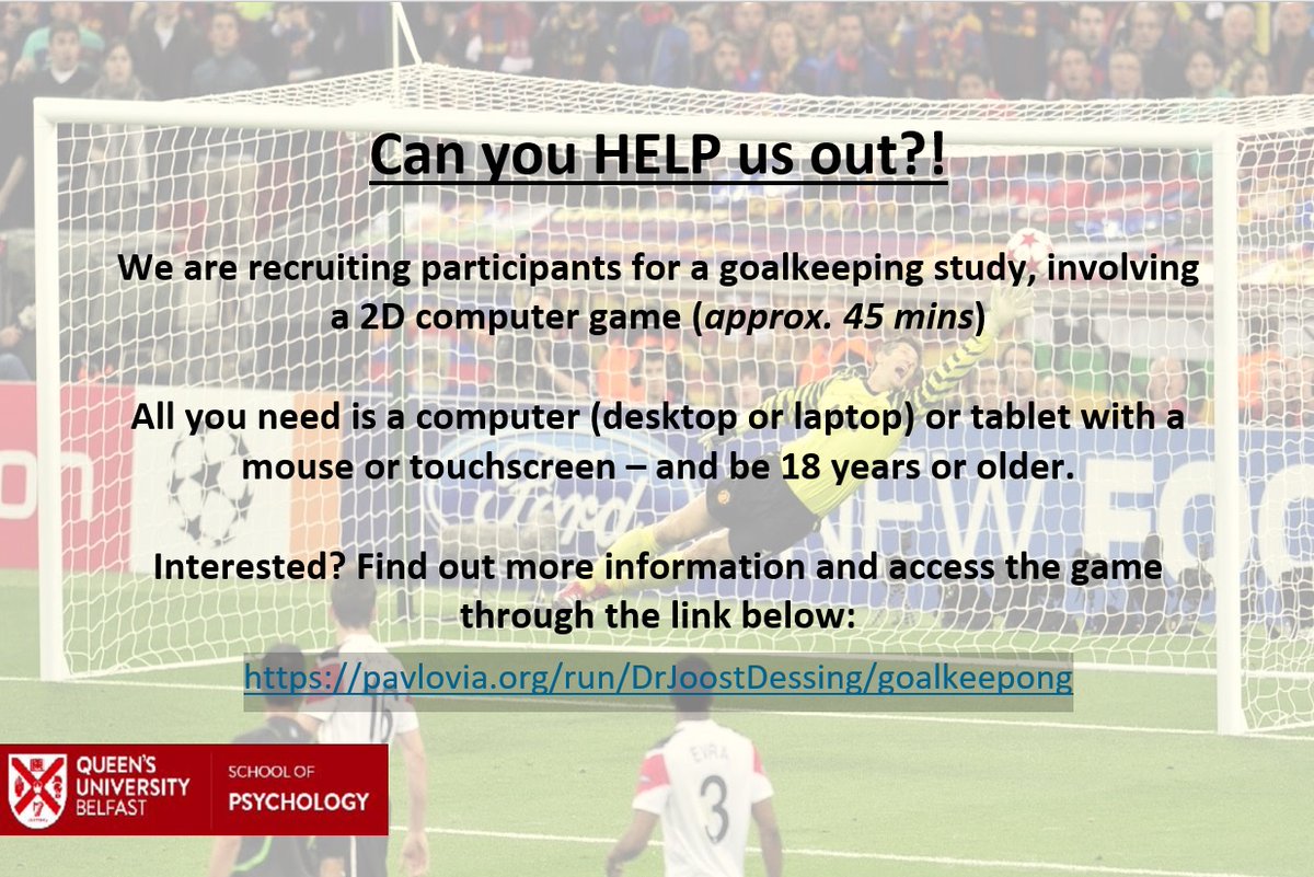 Participants sought for psychology thesis research study.

Access via the below link:
pavlovia.org/run/DrJoostDes…

Many thanks in advance for your time.